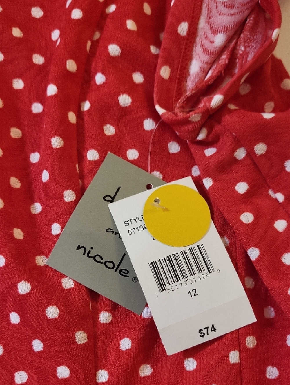 Danny & Nicole Red Polka Dot Dress NWT Size 12 - Picture 3 of 7